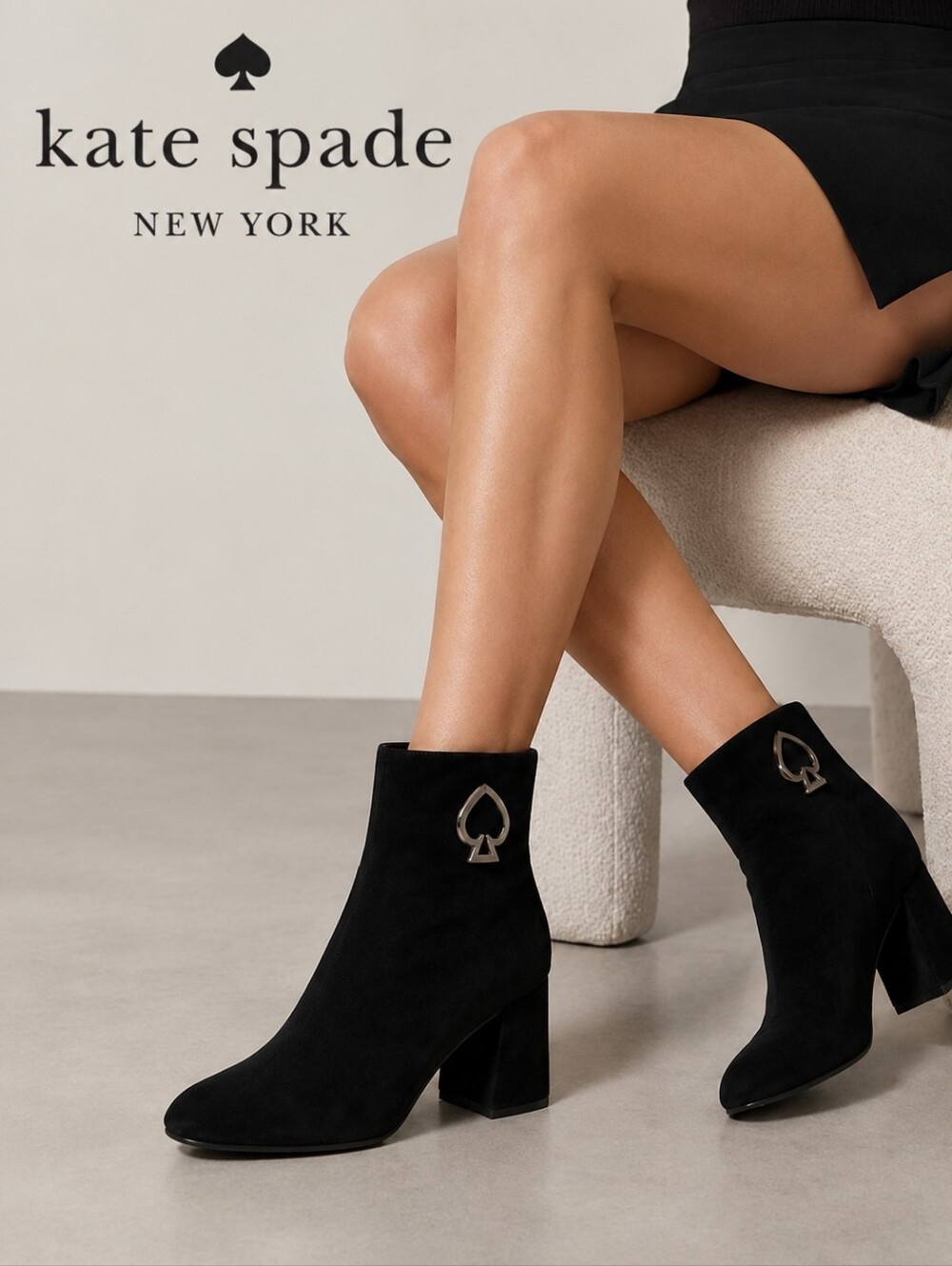 Kate Spade Alihandra Black Suede Ankle Boots Size: 7M